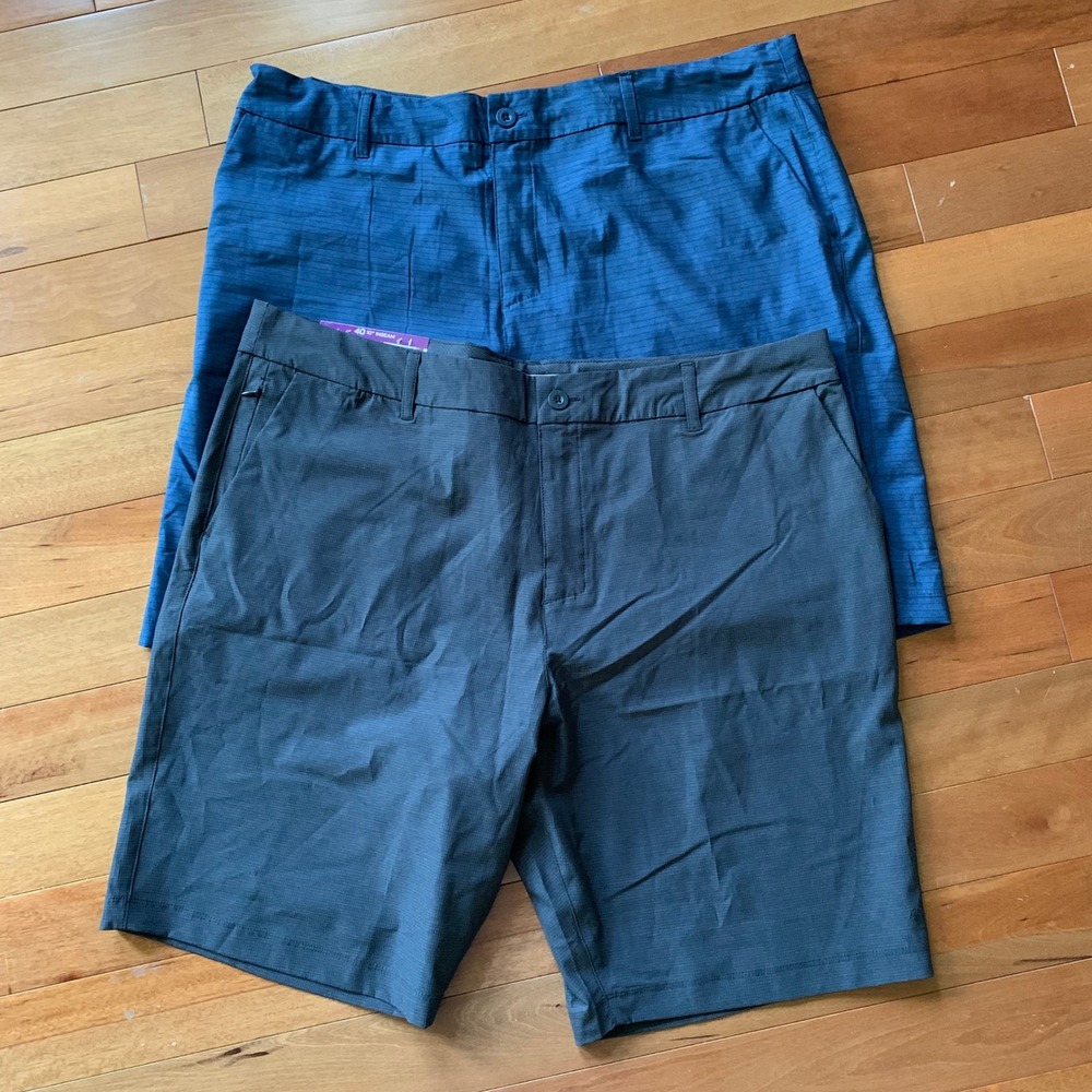 Hang Ten Mens 40 Hybrid Walkshort Bundle Black NWT Blue EUC 10 Inseam 2 Pack